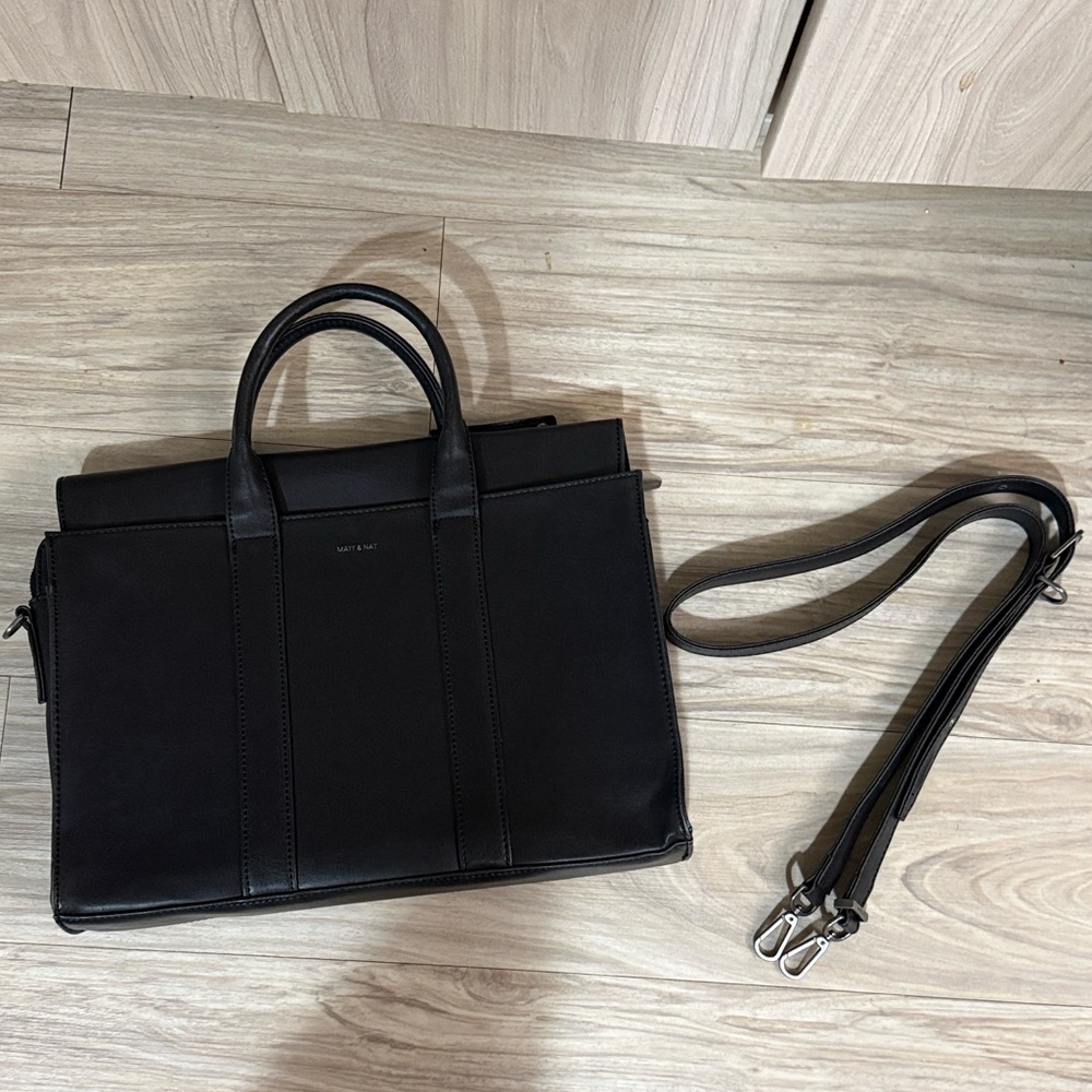 Matt & Nat Black Vegan Leather Briefcase - never worn